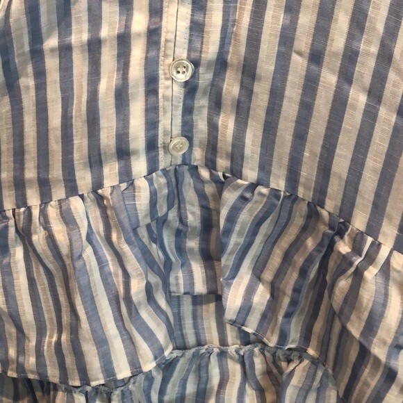 Veronica Beard Top Maple Light Blue White Stripe Ruffle Button Front Blouse NWT - Picture 10 of 10
